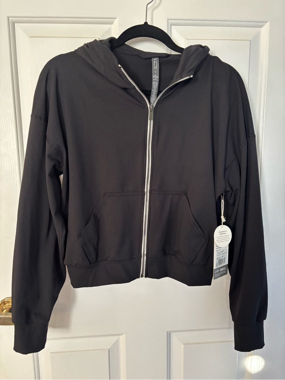 NEW NWT Vuori modern full zip hoodie solid black small or large MSRP $110 SOFT